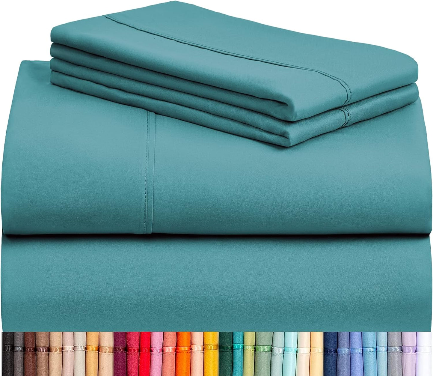 LuxClub Queen Sheet Set - Breathable Luxury Bed Sheets with Deep Pockets | Silky Soft & Wrinkle-Free - Teal