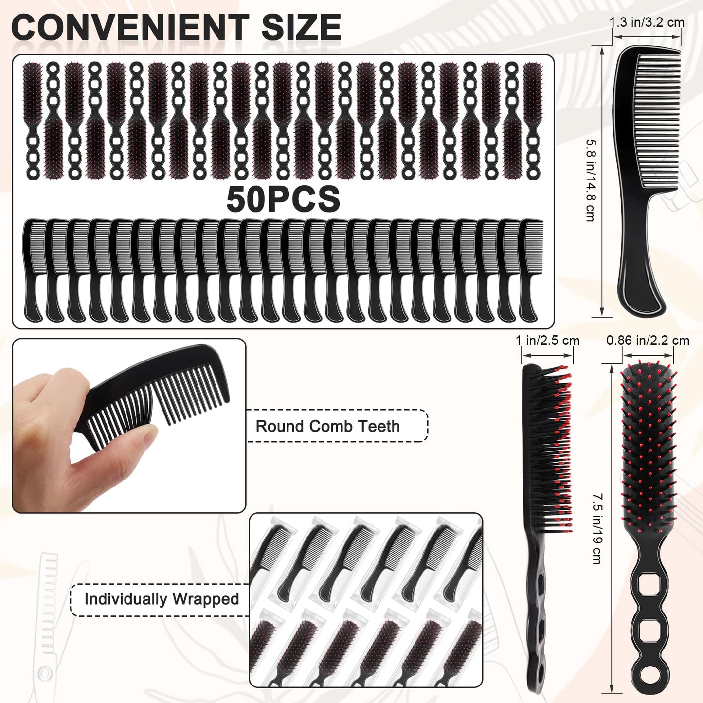 HOFASON 50 Pcs Bulk Hair Brushes Combs Set for Homeless Women, Individually Wrapped Disposable Hairbrush and Comb for Kids Hotel Charity Hygiene Supplies Operation Bulk Christmas Child Item Gifts