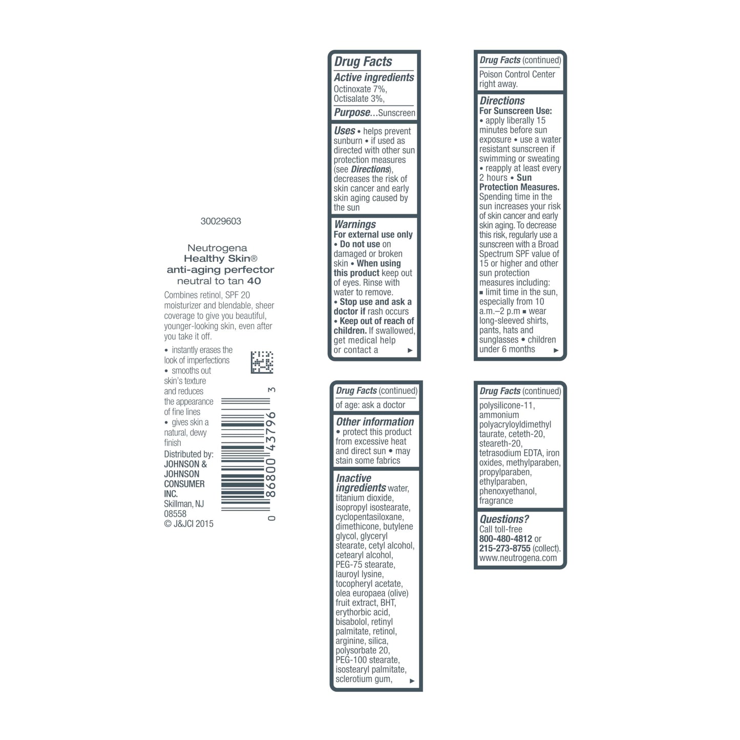 Neutrogena Healthy Skin Anti-Aging Perfector - with Retinol, Tinted Moisturizer with SPF 20 & Sheer Coverage that Smooths Skin Texture & Reduces the Look of Fine Lines, Natural to Tan (40), 1oz (30mL)