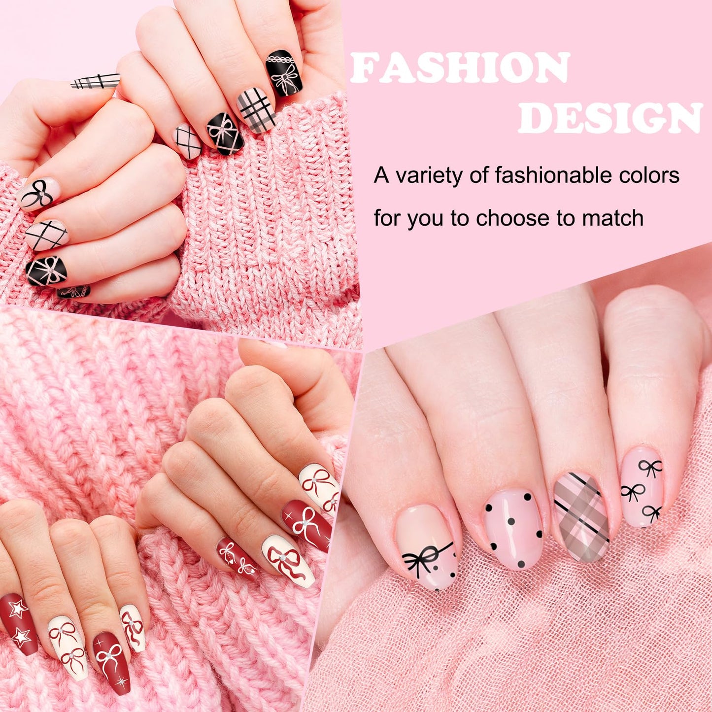 JarThenaAMCS 4Pcs Bow Nail Plates Stamping Set Heart Bear Bowknot Stamp Templates Nail Art Plates for Coquette DIY Print Manicure Salon Design