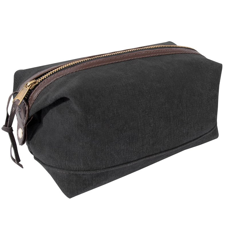 Rothco Canvas & Leather Travel Kit – Compact Vintage Toiletry Bag Dopp Kit Pouch
