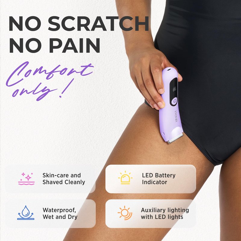 Bikini Trimmer for Women Pubic Hair: Rechargeable Eletctric Razors for Women - Painless Eletctric Shaver - (Wisteria Purple)