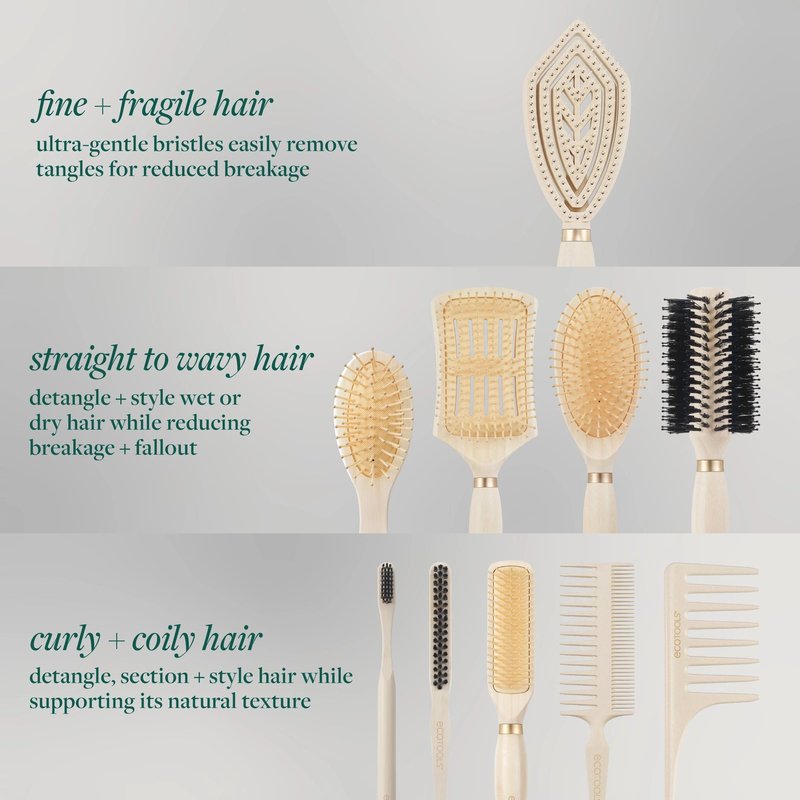 EcoTools Slick Back Hairbrush, Small Brush For The Perfect Ponytail Or Bun, Tease, Smooth, & Style Hair, Tame Frizz & Flyaways, Renewable Bamboo Handle & Vegan Boar Bristles, Cruelty-Free, 1 Count