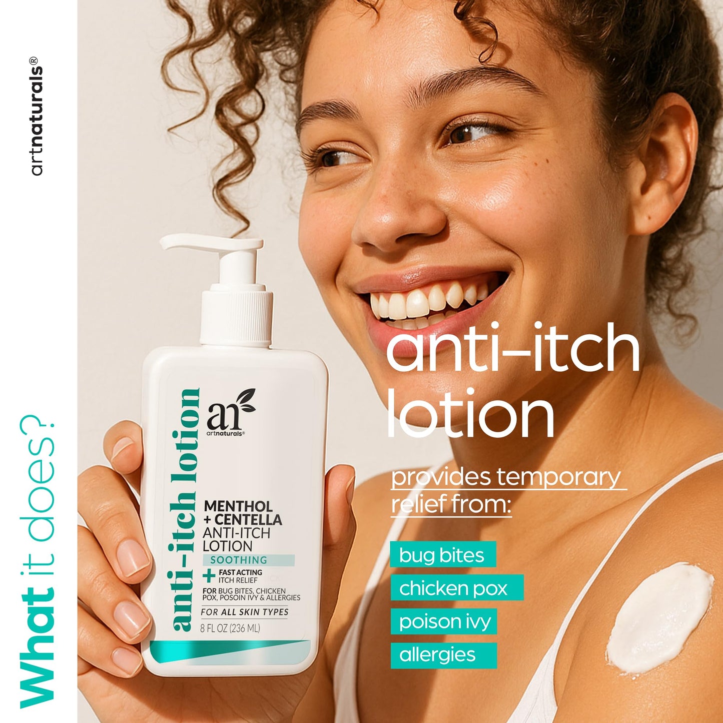 Artnaturals Anti-Itch Lotion with Menthol & Centella – Soothing Relief for Bug Bites & Minor Skin Irritations – Fast-Absorbing, Non-Greasy Hydrating Lotion – 8 fl oz (2-Pack)