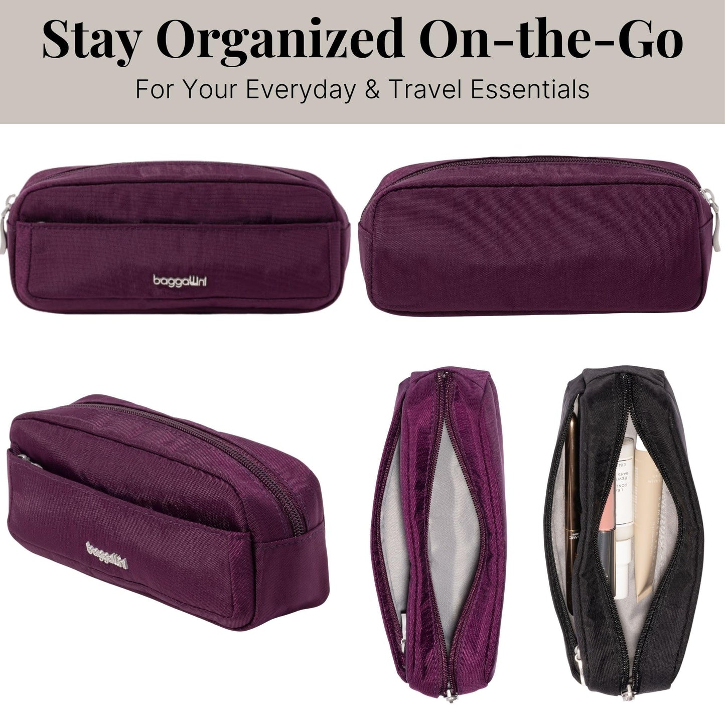 Long Pocket Cosmetic - Lightweight 7.8”x 3.1”x2.1” Makeup Bag - Travel Essentials Makeup Organizer