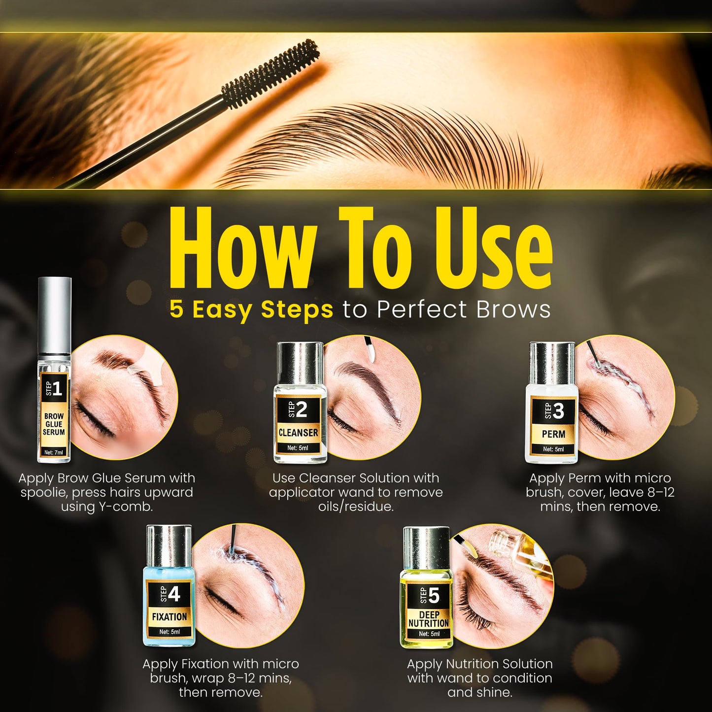 Professional Brow Lamination Kit – Salon-Quality Results at Home | DIY Eyebrow Lamination Kit for Fuller, Thicker, Fluffy Brows | Lasts Up to 6 Weeks | Easy to Use, Beginner-Friendly Brow Perm Kit