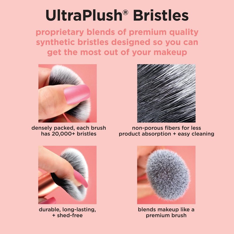 Real Techniques 9 Piece Au Naturale Makeup Brush Set, For Liquid, Cream, & Powder Eyeshadow, Foundation, Blush, Bronzer & Contour, Travel Friendly Brushes, Gift Set, Cruelty-Free Bristles