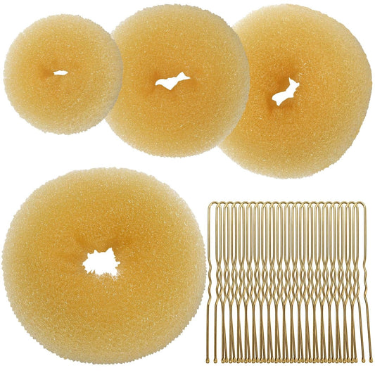 Teenitor Hair Donut, Hair Bun Maker, Black（Extra-large, Large, Medium and Small）