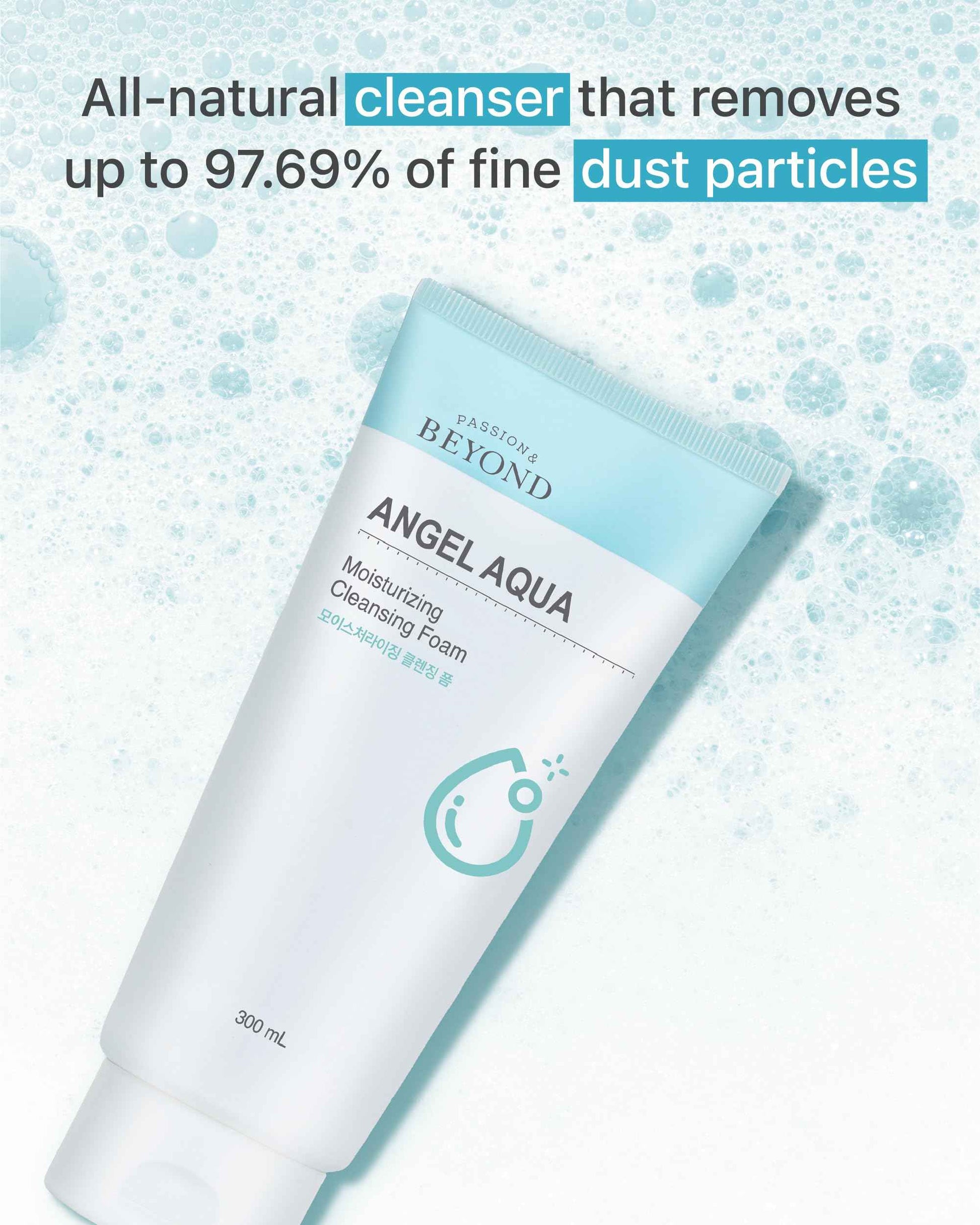 BEYOND Angel Aqua (Cleansing Foam, 10.1fl oz) - Vegan Formula Korean Skin Care. Gentle Hydrating Face Wash, Coconut, Hyaluronic Acid