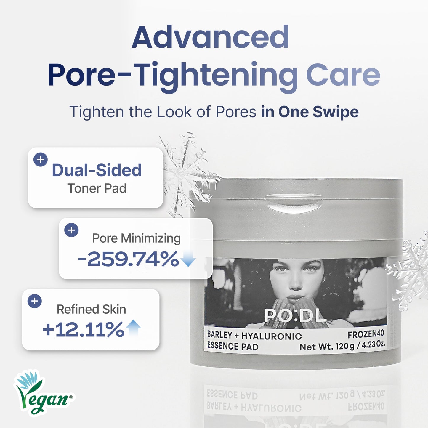 [PODL]Barley Hyaluronic Frozen40 Essence Toner Pads(70p) | Freeze-Dried Technology for Instant Cooling Hydration & Calming | Dual-Sided Toner Pads for Soft Exfoliating & Smooth Skin | Korean Skin Care