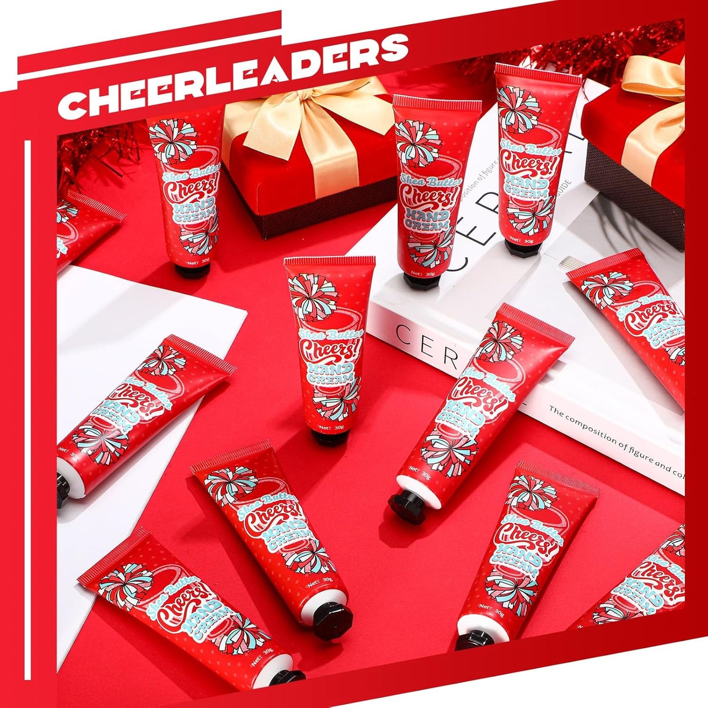 Cheerleader Hand Cream Lotion Set - 24 Pcs Cheer Team Gifts | Perfect for Senior Night & Celebrations (Red)