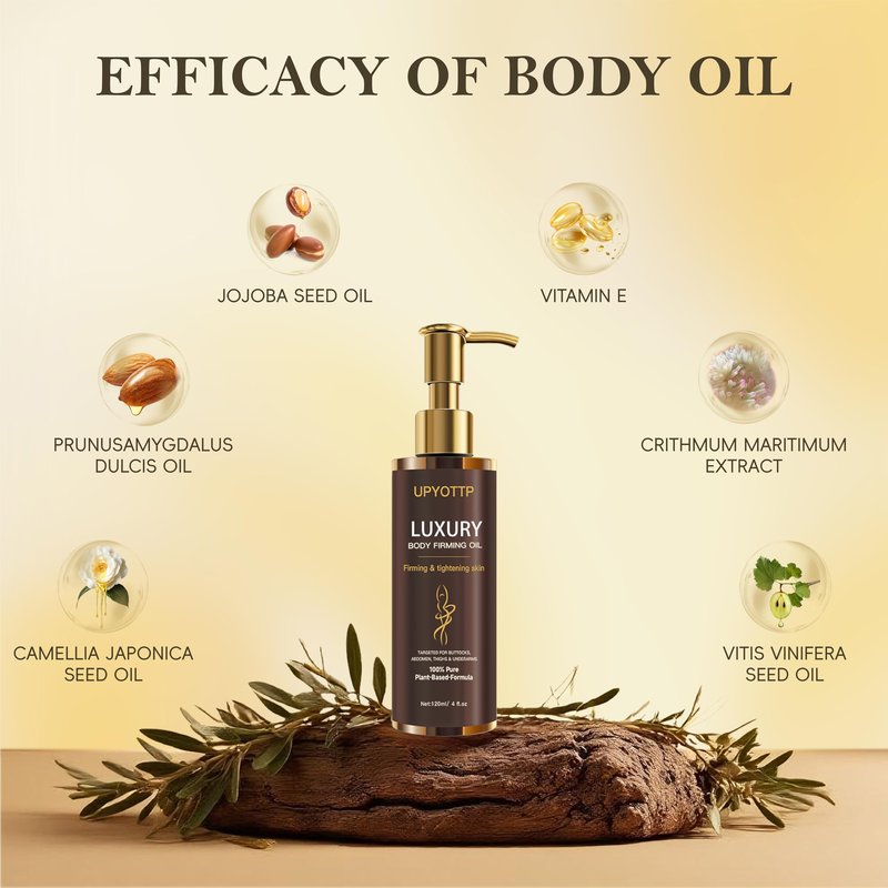 UPYOTTP Body Firming Oil, Luxury Body Oil for Skin Firm Tighten, Hydrating & Nourishing Dry Skin-With Jojoba,Vitamin E and Camellia Oil Natural Ingredent(4.06 FL OZ)