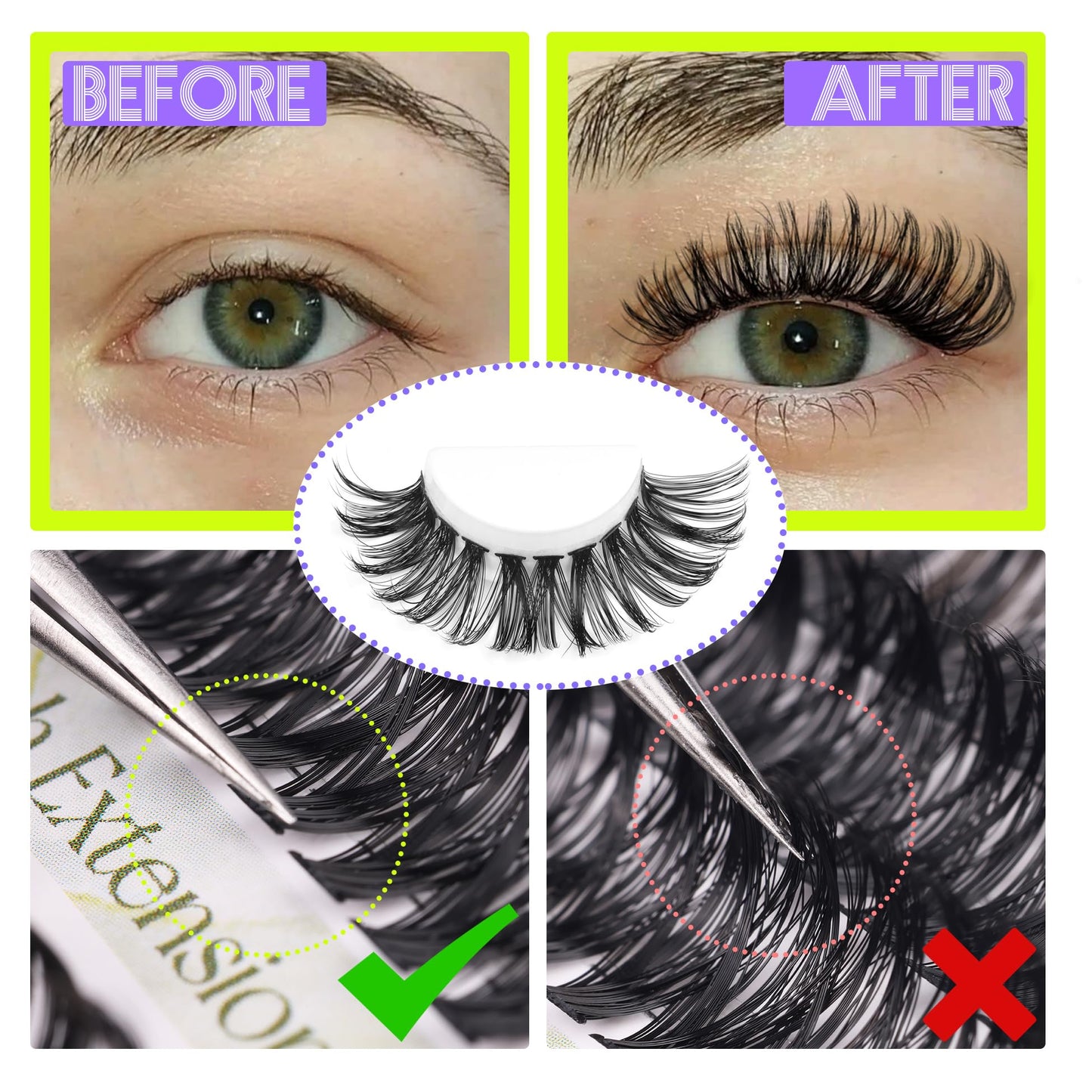 ALICE Lash Clusters DIY Lash Extensions 240PCS 14-20MM Individual Lashes Cluster Lashes Natural 40D Eyelash Extensions Faux Mink Individual Eyelashes