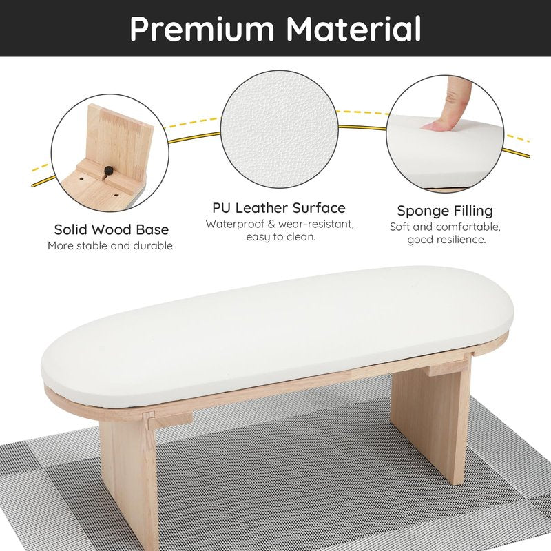 Segbeauty PU Leather Nail Arm Rest, Solid Wood Nail Tech Desk with PVC Table Mat, Manicure Hand Rest Pillow Nail Table Station for Manicure Salon DIY Practice Professional Nails Tech Must Haves