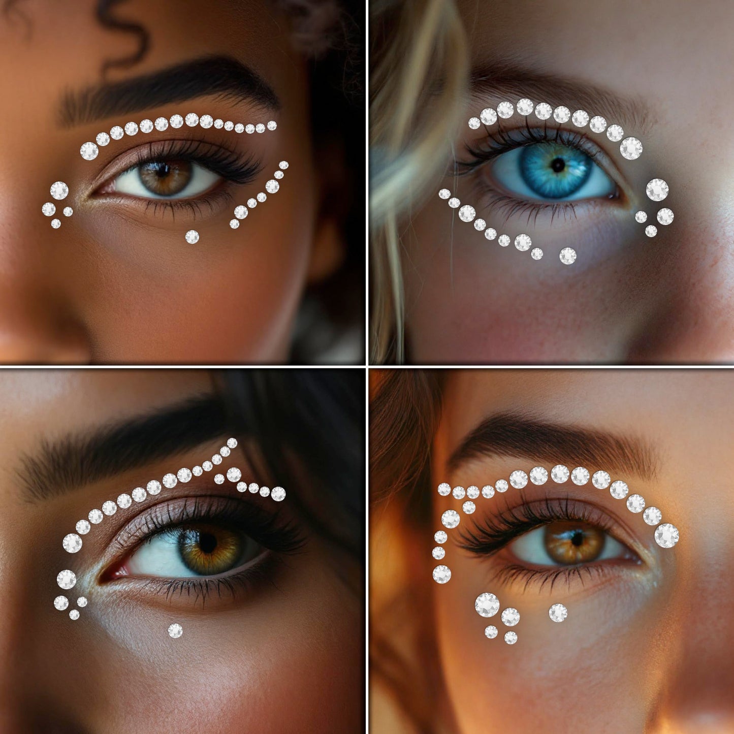 Face Gems – Face Jewels - Self-Adhesive Rhinestone Face Jewels for Makeup, Party & Rave Looks - Eye Gems, Face Glitter, Festival Face Gems, Glitter Tattoo, Self- Adhesive Festival Gems (Clear)