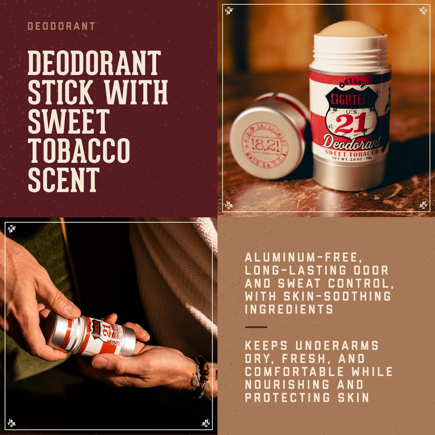18.21 Man Made Deodorant Stick, Sweet Tobacco