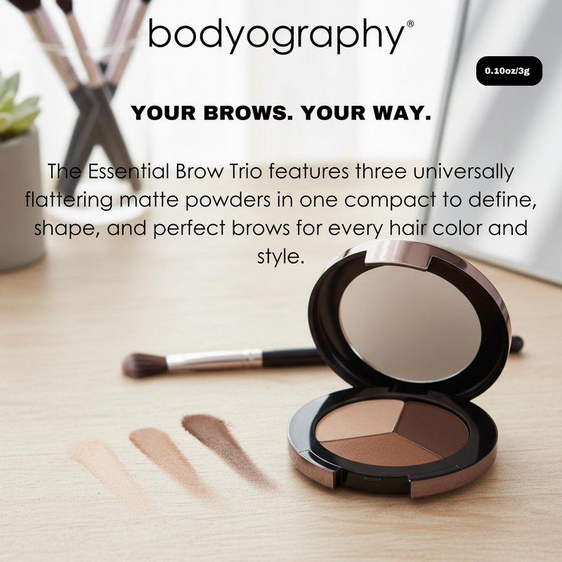 Eyebrow Powder Trio – 3-Shade Brow Palette for Defining, Filling & Shaping Brows | Blendable, Long-Lasting Brow Powder Kit for Natural to Bold Looks