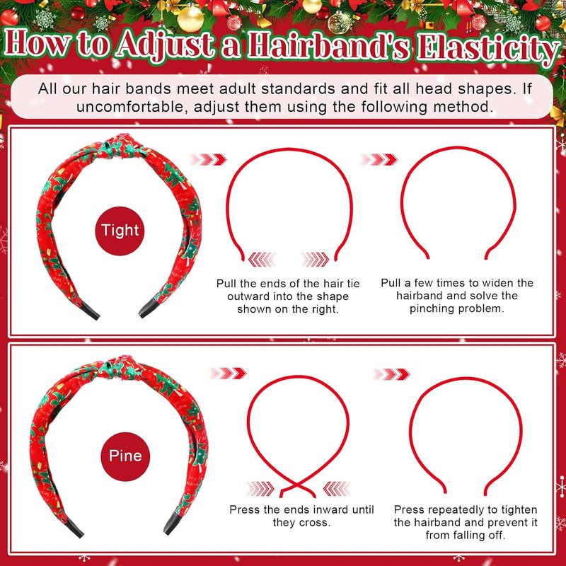 Christmas Headbands for Women - 24 Pcs Holiday Hair Accessories | Snowman, Santa, Tree & Reindeer Designs