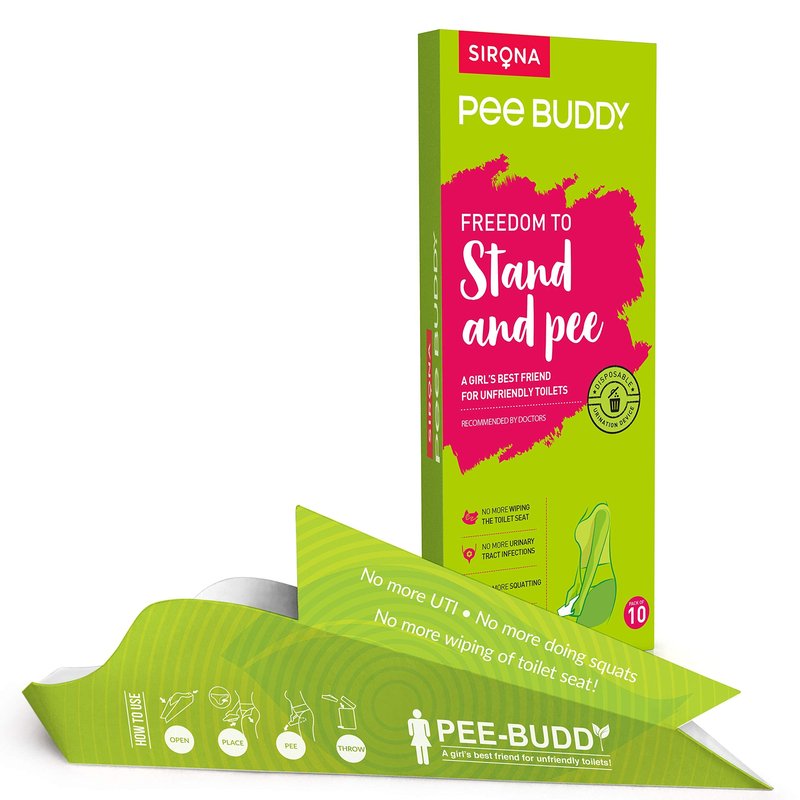 PEE BUDDY 80 Funnels Portable Female Urination Device | Disposable Female Urinal Funnel | Travel, Camping & Hiking and Outdoor Activities | Foldable and Compact Stand and Pee Funnel for Women, Girls