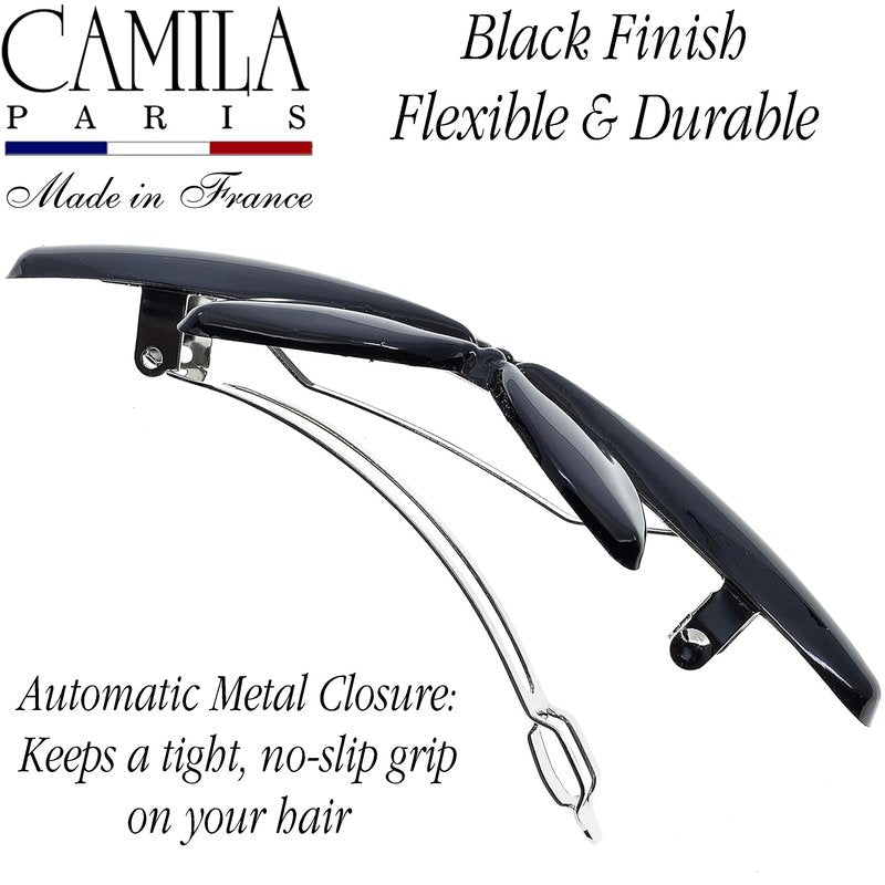 Camila Paris CP2426-CP2875 French Hair Barrette Clip for Girls Flower, Combo, Automatic Clasp Strong Hold Grip Hair Clips for Women, No Slip and Durable Styling Girls Hair Accessories, Made in France