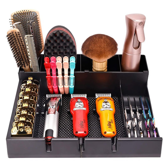 ZIBARBER Barber Clipper Organizer Barber Tools Tray Salon Hairdressing Clipper Scissors Rack Holder Storag Scissors Holder Blade Rack Storage Tray for Clipper Guard Holder (Assemble)