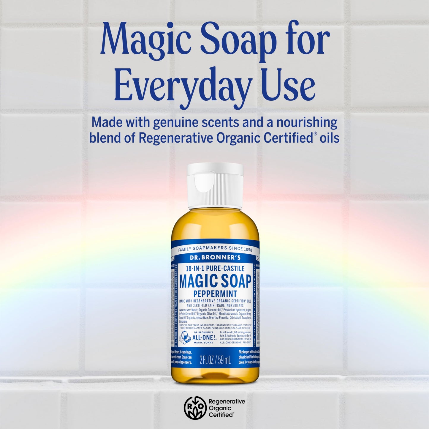 Dr. Bronner's Magic Soap-Pure-Castile Liquid Soap (2 Ounce, Variety Gift Pack)- Regenerative Organic Certified Oils, 18-in-1 Uses: Body, Hair, Laundry, Pets & Dishes, Concentrated, Vegan, Non-GMO