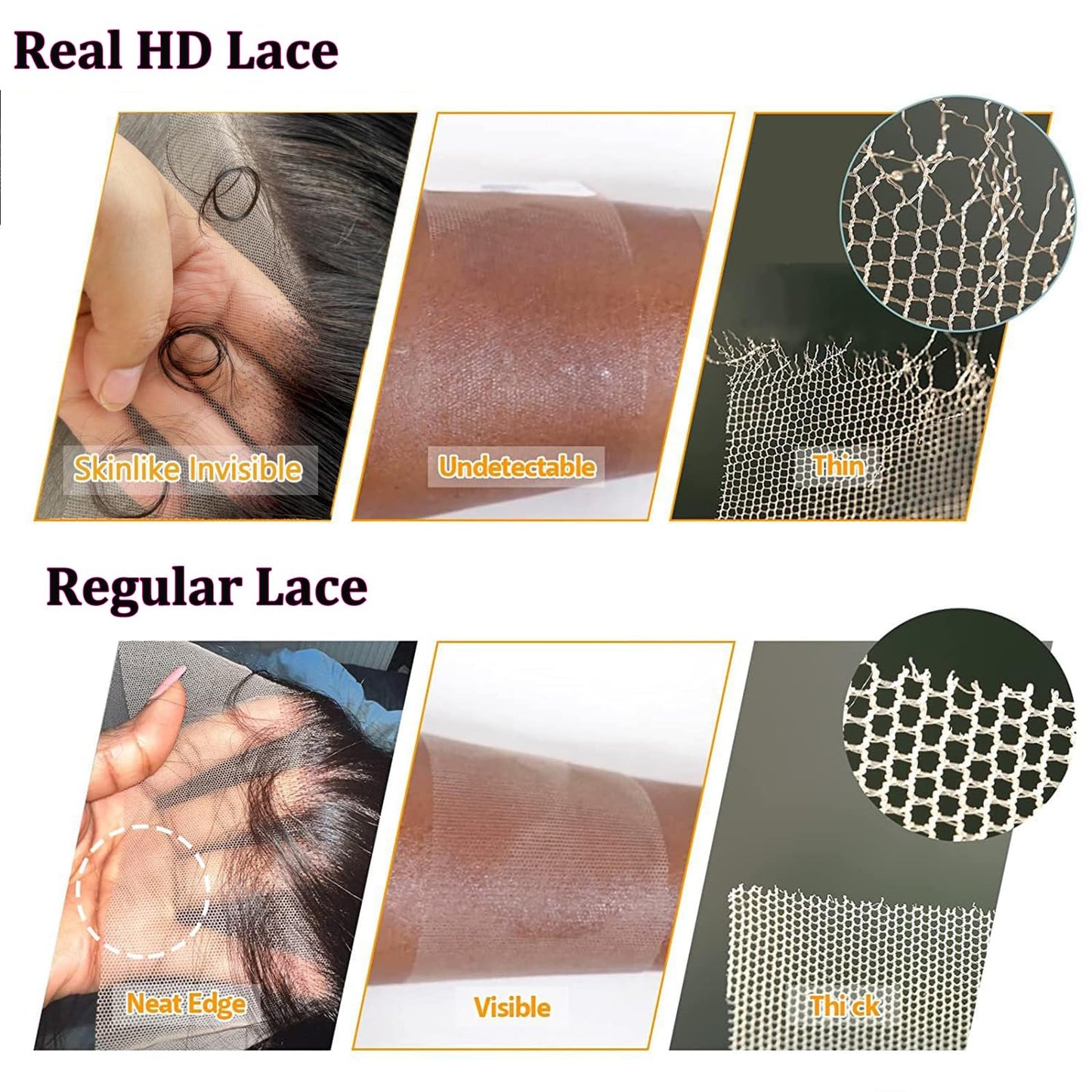14 Inch 100% Real 2x6 HD Lace Closure Body Wave SKINLIKE Body Wave Closure Human Hair 0.1mm Ultra-thin Invisible Lace Swiss HD Lace Closure Pre Plucked Small Single Knots 100% Remy Human Hair