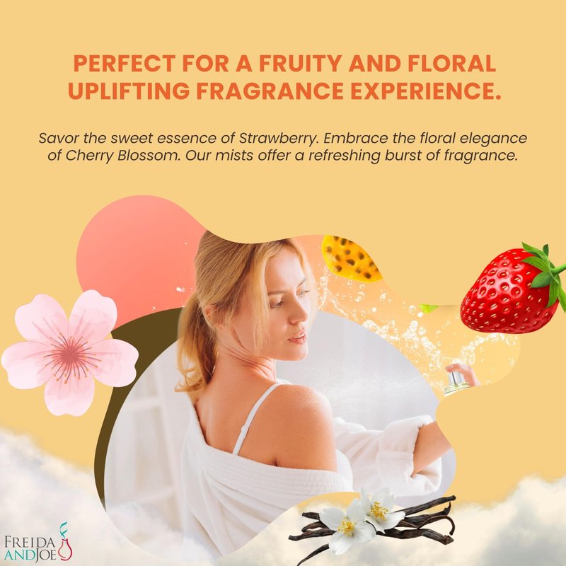 Fine Fragrance Body Mist & Body Splash Gift Set – Luxury Self-Care Combo for Women and Girls (Cherry Blossom, Strawberry, Warm Vanilla, Rose Soap) – Mother's Day Gift for Mom