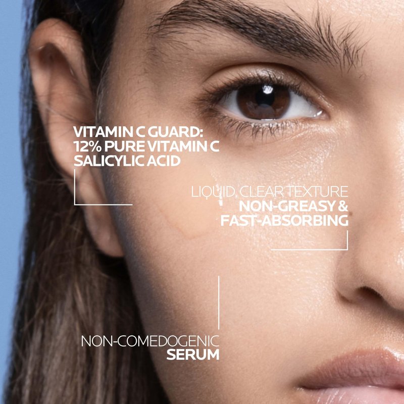 La Roche-Posay Pure 12% Vitamin C Oil Control Serum For Face With Hyaluronic Acid & Salicylic Acid, Hydrating Face Serum for Oily & Combination Skin, Boost Radiance & Reduce Wrinkles