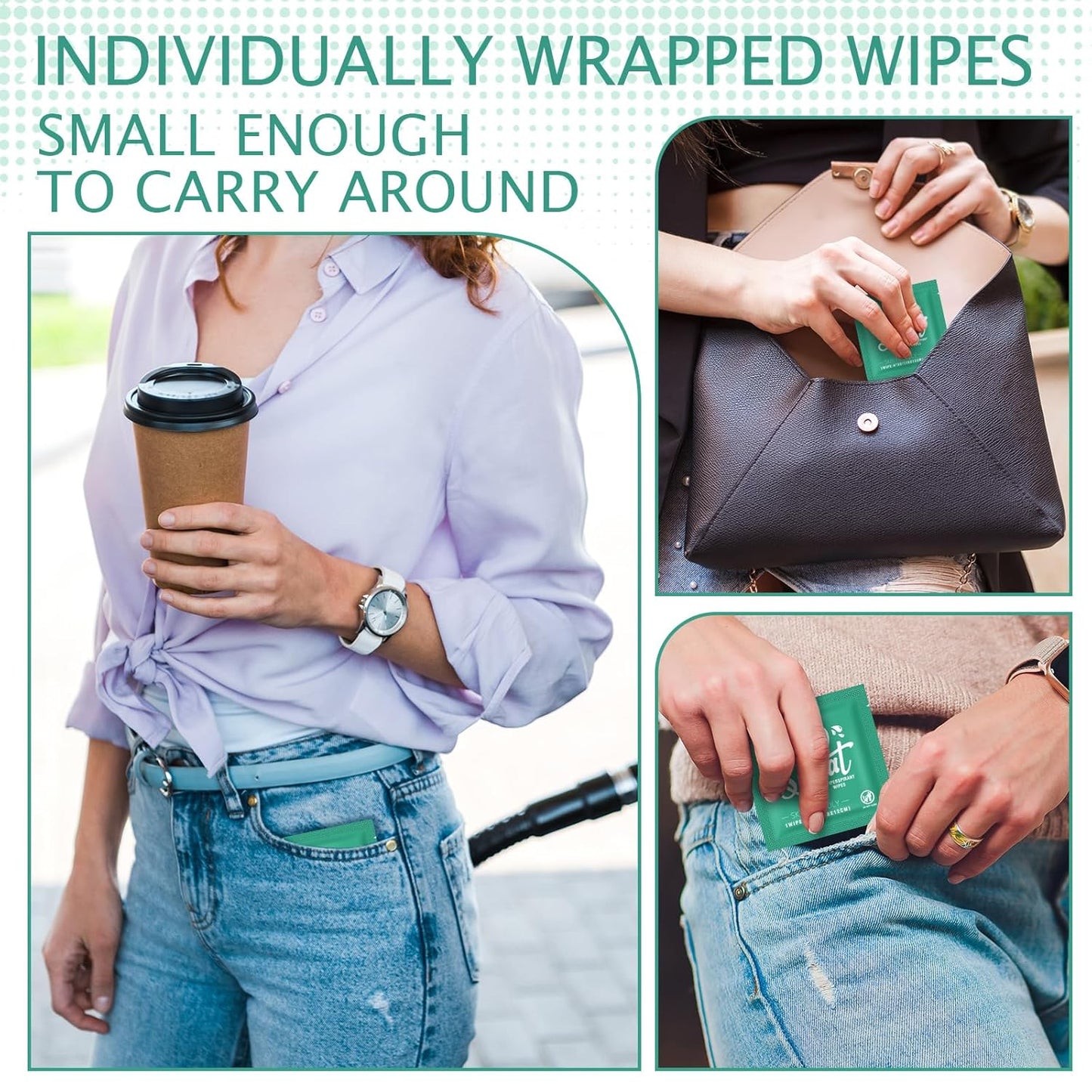 Timgle Mini Travel Deodorant Wipes - 150 Individually Wrapped Antiperspirant Wipes for Men, Women & Teens | Fresh Scent