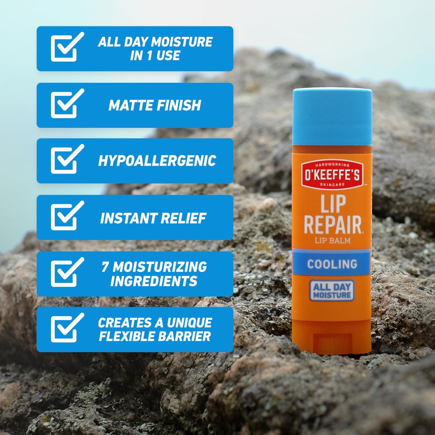 O'Keeffe's Lip Repair Lip Balm With Cooling Relief for Dry, Cracked Lips - Stick (Twin Pack) - Moisturizer for Extremely Cracked, Dry Lips