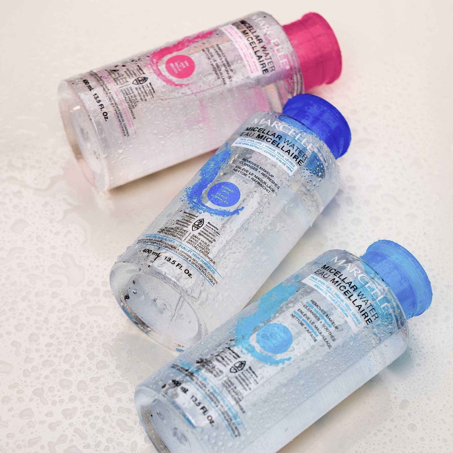 Marcelle Micellar Water, Normal Skin, Makeup Remover, Aloe Vera Extract, Sensitive Skin and Eyes, Oil-Free, Alcohol-Free, Fragrance-Free, Hypoallergenic, Cruelty-Free, 13.5 Fl. Oz.