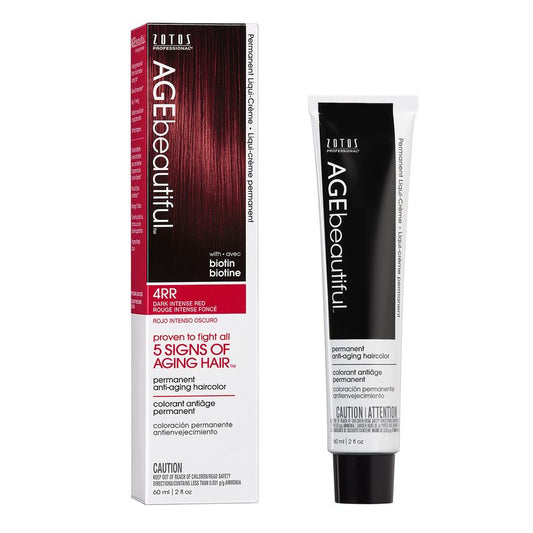 AGE beautiful Permanent Hair Dye 4RR Dark Intense Red - Intense Red / Vibrant Red Hair Color Cream with 100% Gray Coverage, Anti-Aging Biotin Formula for Thicker, Fuller Hair, Salon Quality