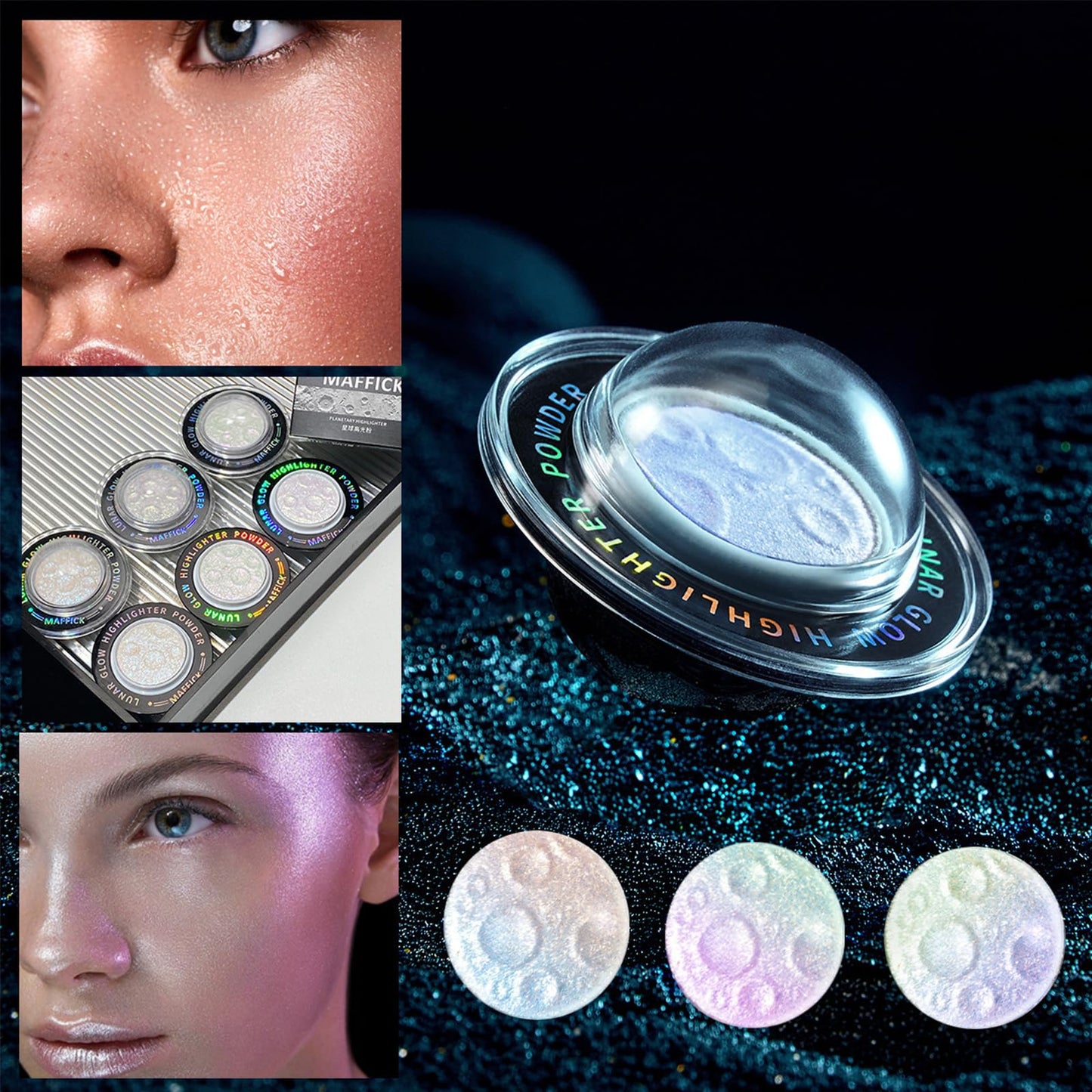 Lunars Glow Highlighter Powder Body Highlighter Makeup Palettes Smooth Powder Sparklings Highlighter Makeup