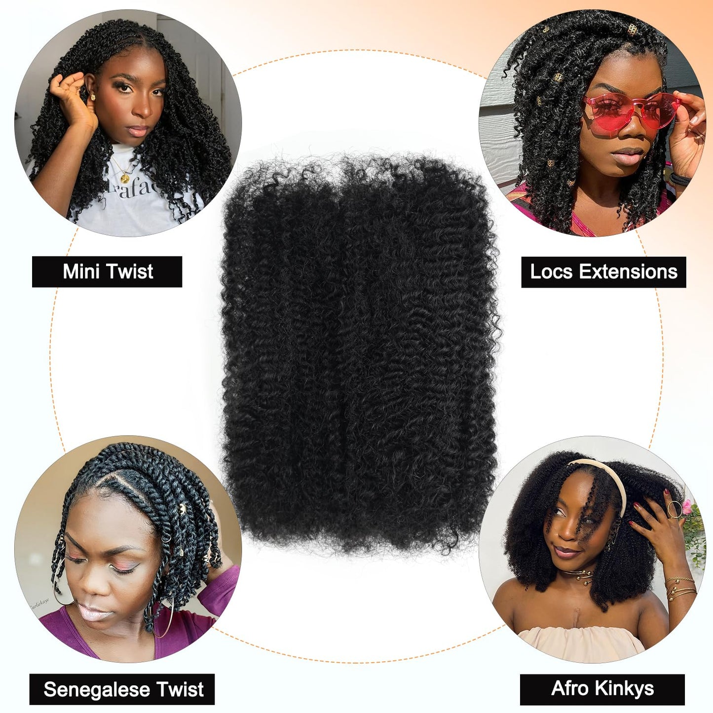 12inch Afro Kinkys Bulk Human Hair For Twist 2 Bundles Afro Kinky-Curly Human Hair Bulk For Twist Dreadlocks Extensions Repair Locs Natural Black (2 Bundles, 12 inch 1B)