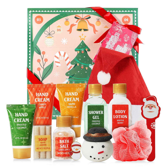 BFFLOVE 12-Piece Beauty Advent Calendar 2024 Bath and Body Gift Set with Luxurious Hand Creams, Bath Essentials, Christmas Bath Set for Men Women 2024-12 Days of Christmas for Women