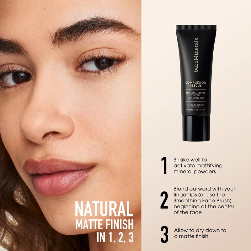 bareMinerals Complexion Rescue Natural Matte Tinted Moisturizer, Spice 08, Vegan, Cruelty-Free & Dermatologist-Tested