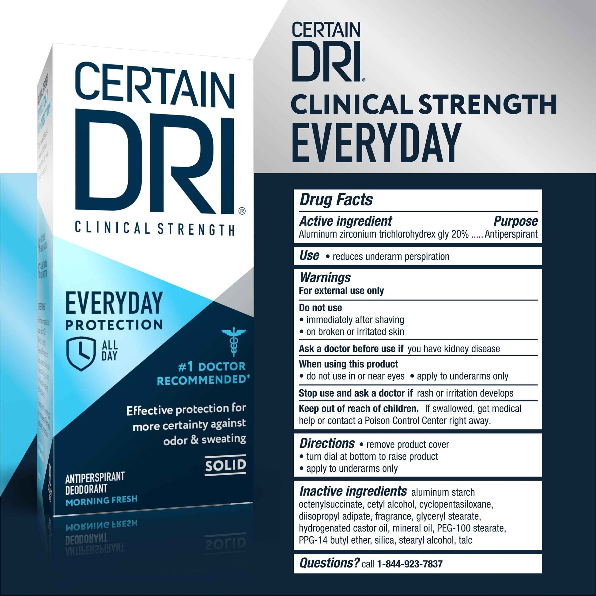 Certain Dri Everyday-Strength Clinical Solid Antiperspirant - 72-Hour Sweat & Odor Protection for Men & Women - Hyperhidrosis Treatment - Fresh Scent - #1 Doctor-Recommended - 2.6 oz - (Pack of 3)