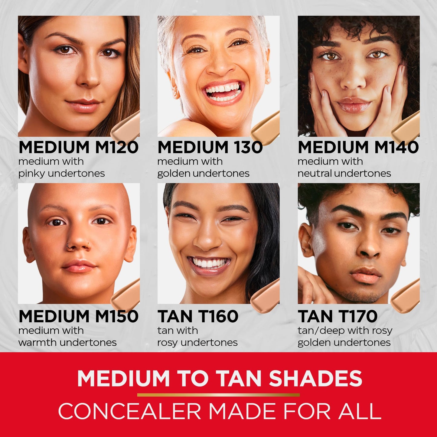 Mirabella Invincible For All Perfecting Under Eye Concealer Full Coverage - Hydrating Makeup Concealer for Dark Circles, Fine Lines & Wrinkles w/Hyaluronic Acid - Tan T160