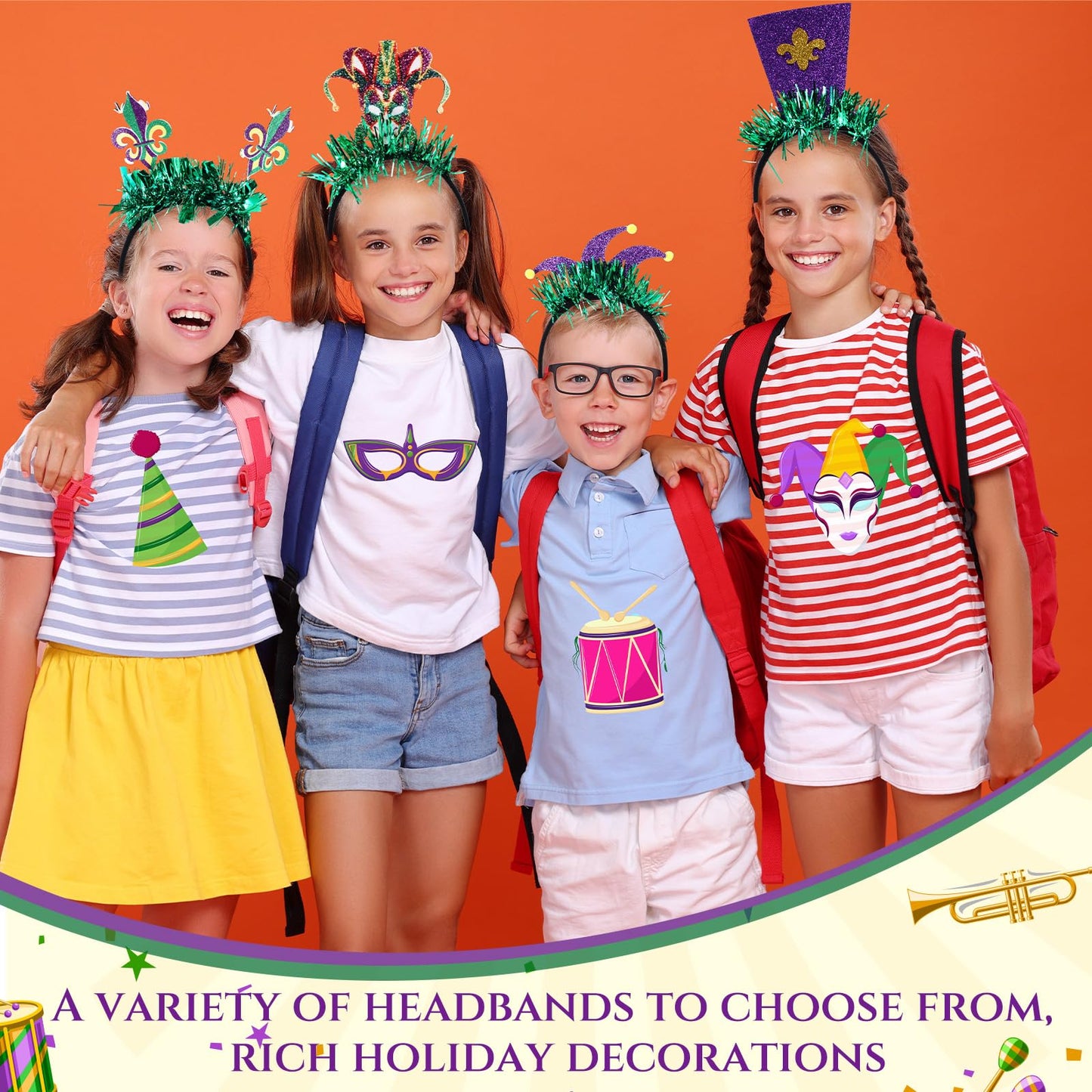 Hotop 24 Pcs Mardi Gras Party Favor Bulk 2026 Mardi Gras Carnival Headbands for Adult Women Party Decoration (Classic)