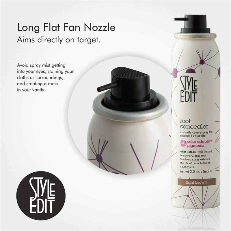 Style Edit Root Touch Up Spray | Temporary Hair Color for Gray Roots and Thinning Hair | Salon-Quality, Transfer-Resistant Hair Concealer | Light Brown, 2 oz