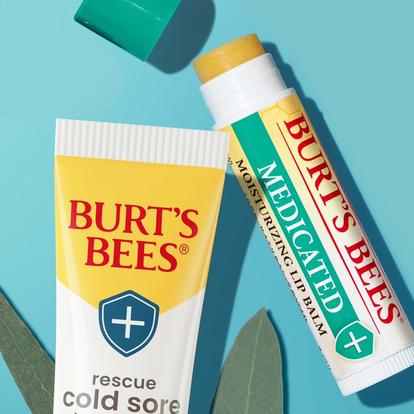 Burt's Bees Cold Sore Treatment and Medicated Lip Balm, With Menthol and Eucalyptus Oil, Natural Origin Skincare, 2 Tubes, 0.07 oz./0.15 oz.
