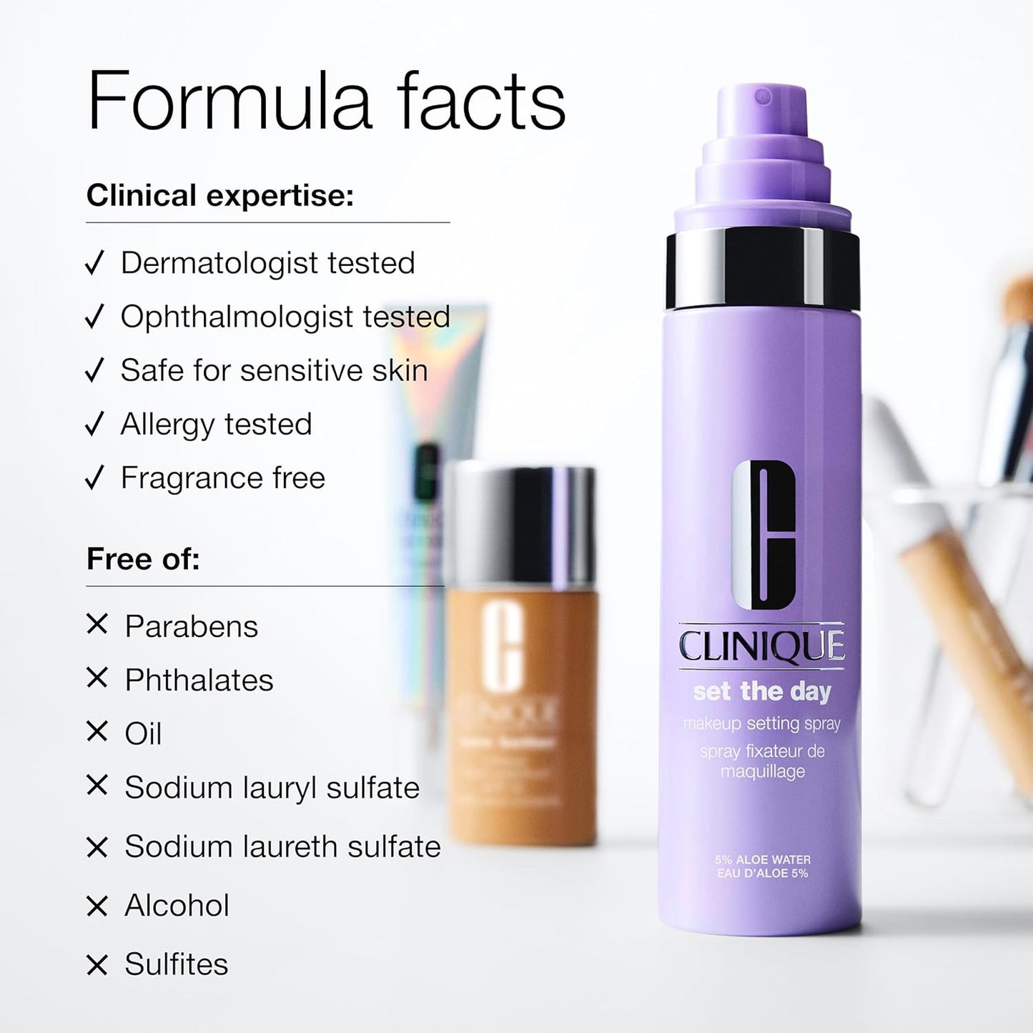Clinique Makeup Setting Spray - Aloe Water & Antioxidants | Soothing, Hydrating Mist for Sensitive Skin