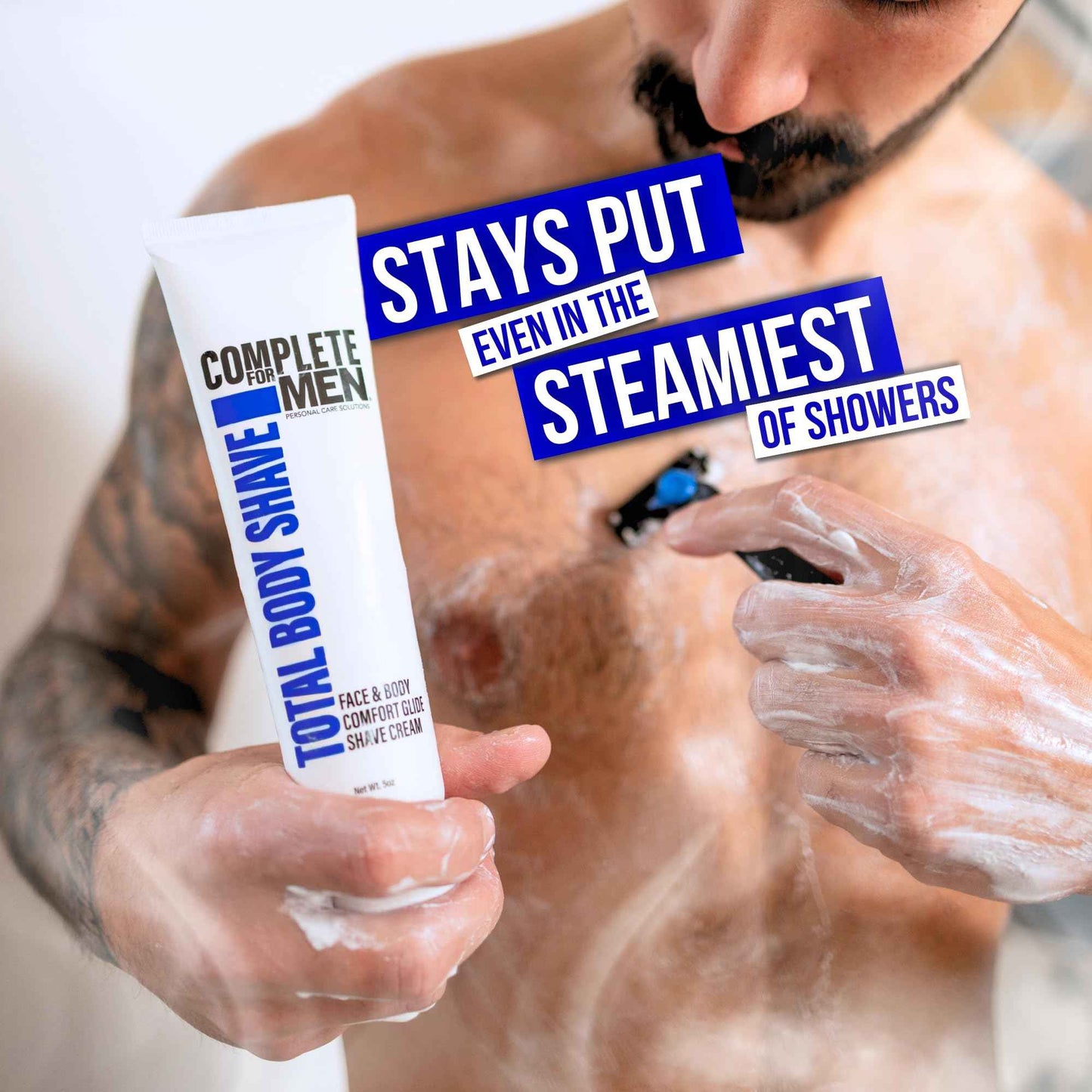 COMPLETE FOR MEN - Sensitive Skin Shaving Cream, Face and Body Shaving Cream, Comfy Body Glide, Irritation Free Shave, Protect from Razor Burn, Everyday Shave Cream for Men