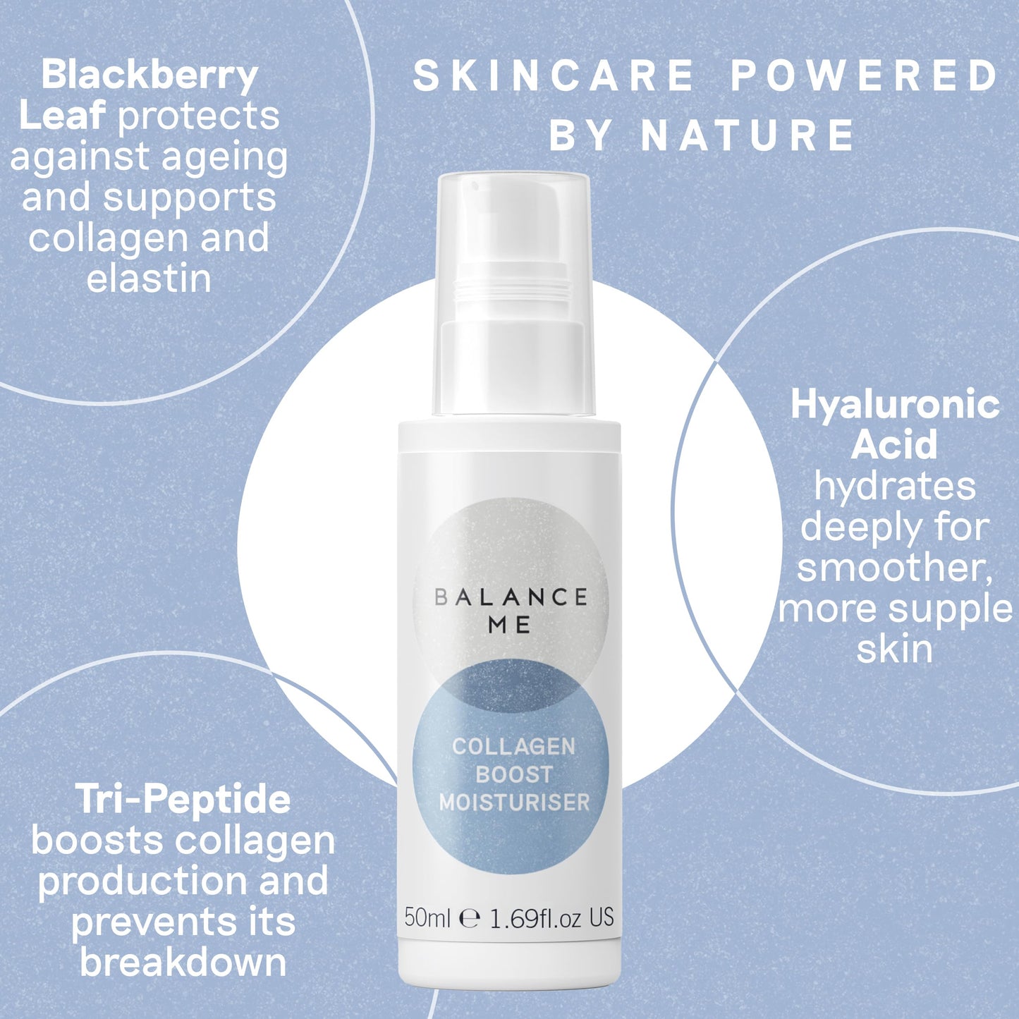 Balance Me Collagen Boost Moisturiser, Smooth and Rejuvenate Face & Neck, Anti-Ageing Cream  For All Skin Types, Peptides & Hyaluronic Acid, 99.9% Natural, Vegan/Cruelty Free, Made In UK, 1.7 Fl Oz