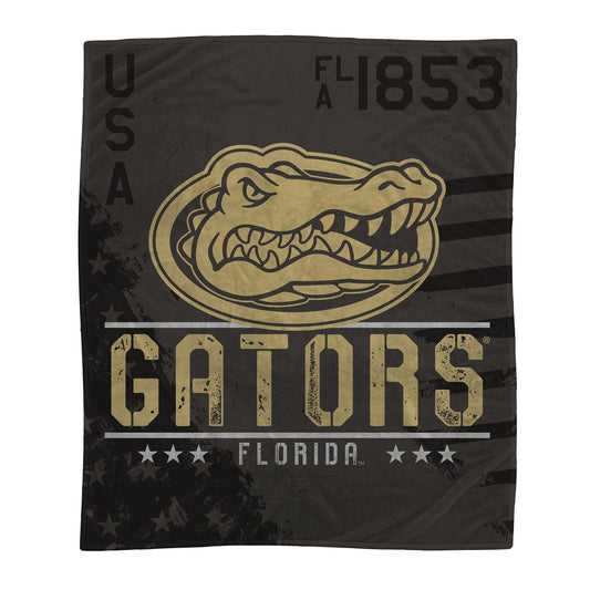 Proformance Home Officially Licensed NCAA Florida Gators Black Camo Flannel Fleece Blanket