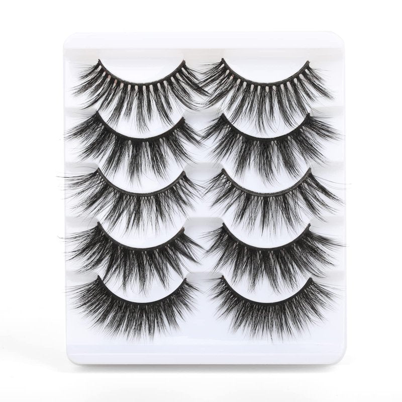 False Eyelashes Fluffy Wispy Big Eyelashes 3D Faux Mink Lashes Thick Volume Long Soft Dramatic Strip Eye Lashes 5 Pairs
