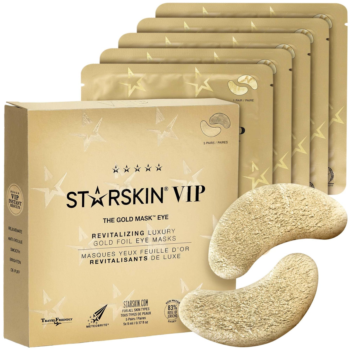 STARSKIN The Gold Mask Eye - Luxury Gold Foil-Topped Cellulose Eye Mask - Serum Concentrated with 83% Rose of Jericho - Smooths Puffy Eyes and Wrinkles
