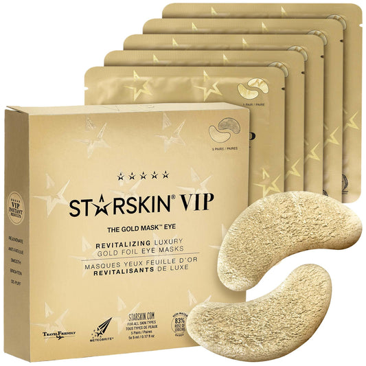 STARSKIN The Gold Mask Eye - Luxury Gold Foil-Topped Cellulose Eye Mask - Serum Concentrated with 83% Rose of Jericho - Smooths Puffy Eyes and Wrinkles