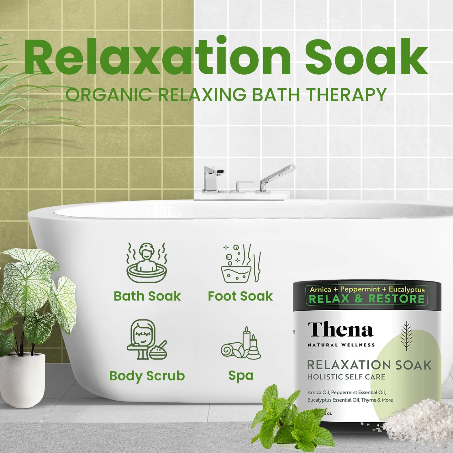 Organic Relaxation Bath Therapy Relaxing Eucalyptus Peppermint Arnica Oil, for Stress Relief Muscle Recovery Detox, Best Self Care Relaxing Gifts for Women & Men